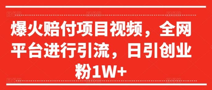 爆火赔付项目视频，全网平台进行引流，日引创业粉1W+【揭秘】-富爸爸项目圈