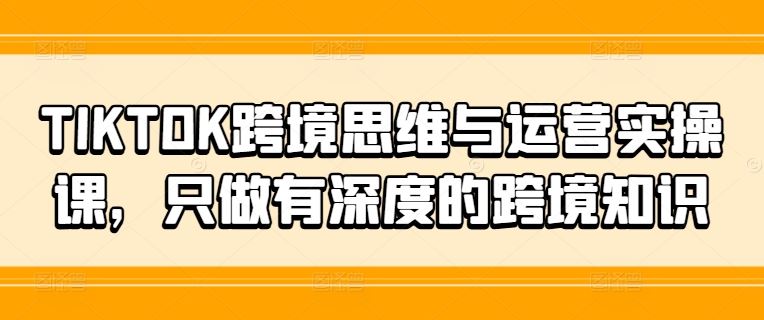 TIKTOK跨境思维与运营实操课，只做有深度的跨境知识-富爸爸项目圈