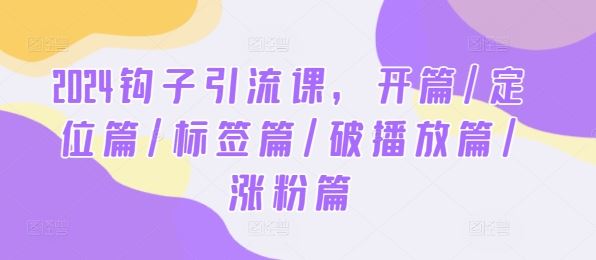 2024钩子引流课，开篇/定位篇/标签篇/破播放篇/涨粉篇-富爸爸项目圈