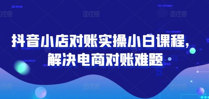 抖音小店对账实操小白课程，解决电商对账难题-富爸爸项目圈