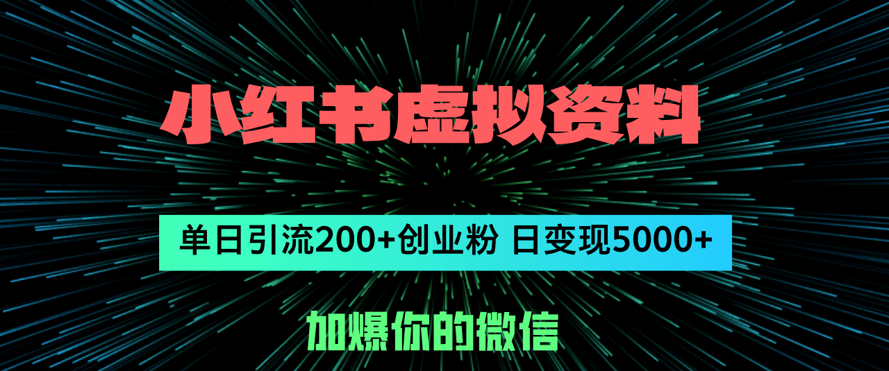 （12164期）小红书虚拟资料日引流200+创业粉，单日变现5000+-富爸爸项目圈