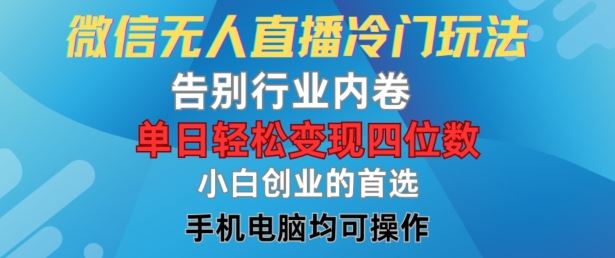 微信无人直播冷门玩法，告别行业内卷，单日轻松变现四位数，小白的创业首选【揭秘】-富爸爸项目圈
