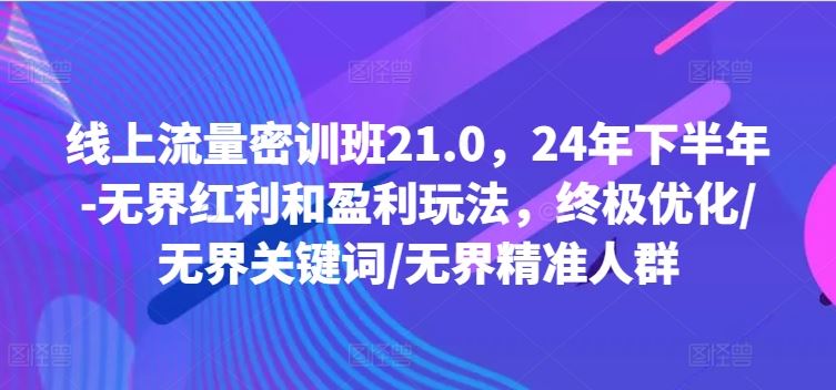 线上流量密训班21.0，24年下半年-无界红利和盈利玩法，终极优化/无界关键词/无界精准人群-富爸爸项目圈