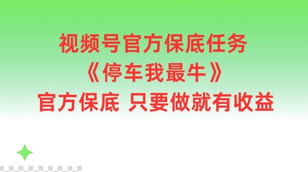 视频号官方保底任务，停车我最牛，官方保底只要做就有收益【揭秘】-富爸爸项目圈