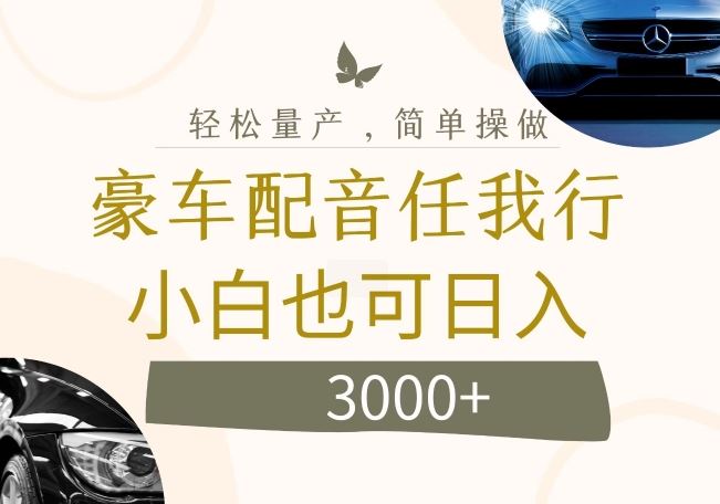 不为人知的暴力小项目，豪车配音，日入几张【揭秘】-富爸爸项目圈