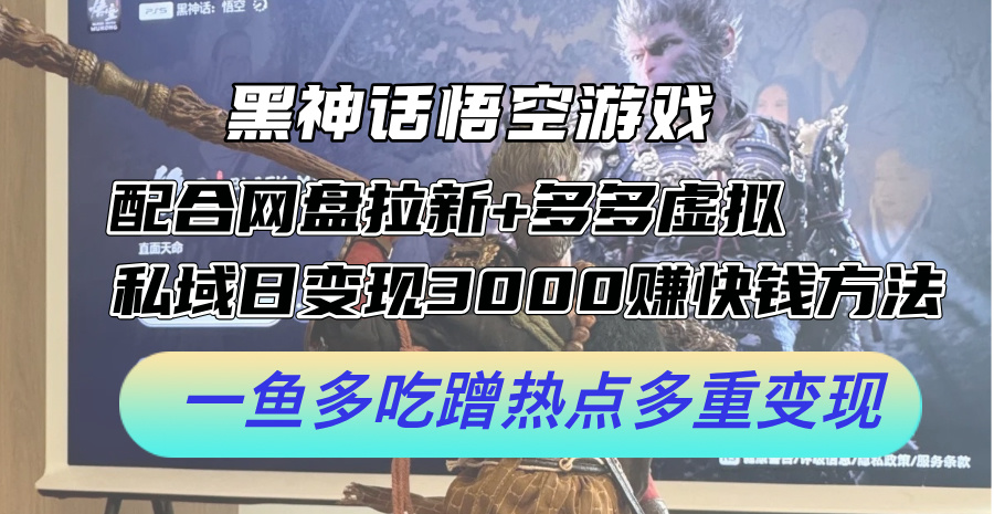 （12316期）黑神话悟空游戏配合网盘拉新+多多虚拟+私域日变现3000+赚快钱方法。…-富爸爸项目圈