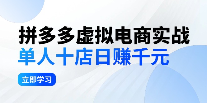 （12326期）拼多多虚拟电商实战：单人10店日赚千元，深耕老项目，稳定盈利不求风口-富爸爸项目圈