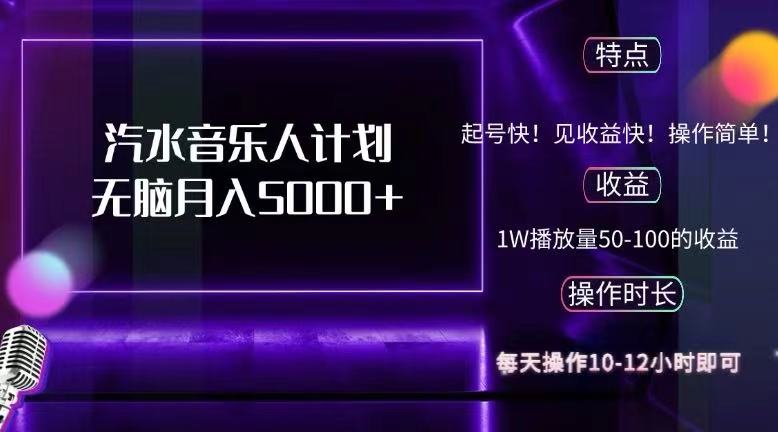 （12429期）抖音汽水音乐人计划无脑月入5000+-富爸爸项目圈