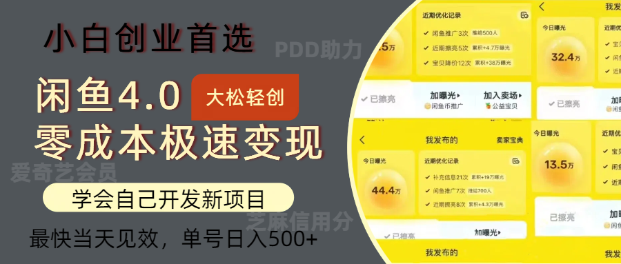 （12434期）闲鱼0成本极速变现项目，多种变现方式 单号日入500+最新玩法-富爸爸项目圈