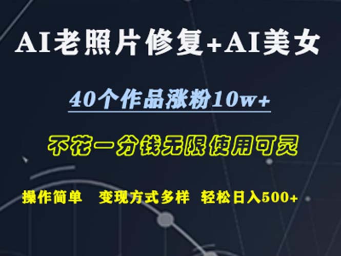 （12489期）AI老照片修复+AI美女玩发  40个作品涨粉10w+  不花一分钱使用可灵  操…-富爸爸项目圈