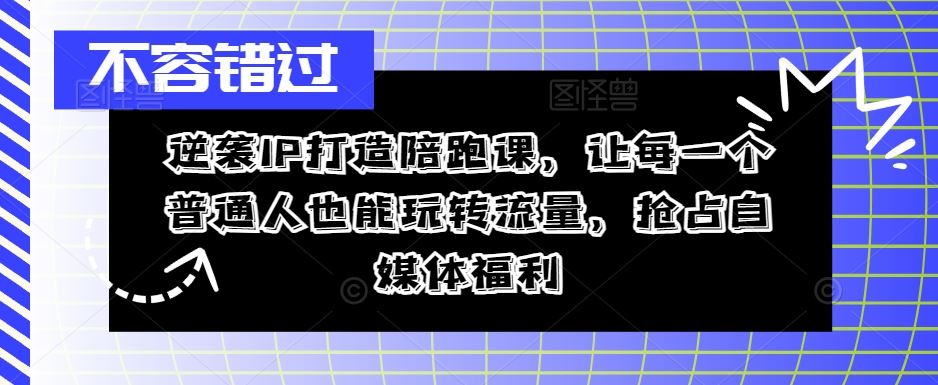 逆袭IP打造陪跑课，让每一个普通人也能玩转流量，抢占自媒体福利-富爸爸项目圈
