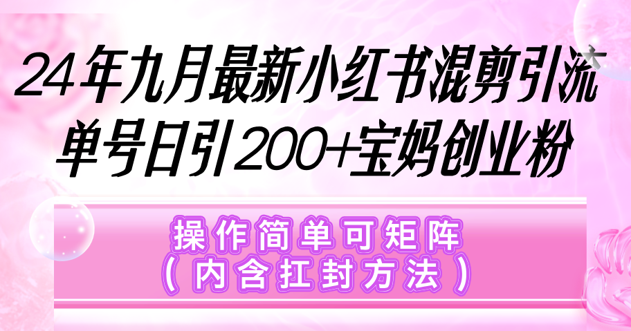 （12530期）小红书混剪引流，单号日引200+宝妈创业粉，操作简单可矩阵（内含扛封…-富爸爸项目圈