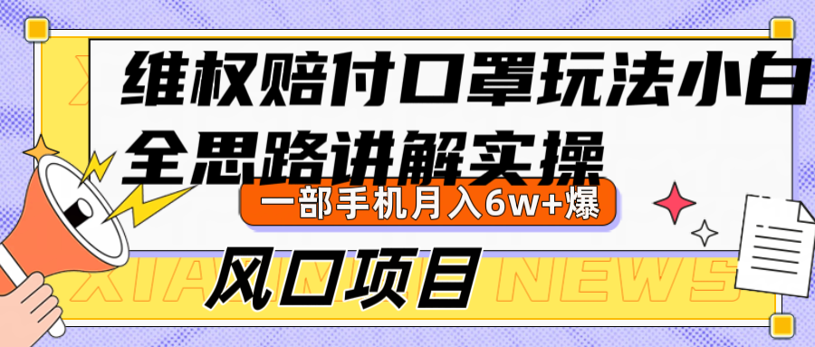 维权赔付口罩玩法，小白也能月入6w+，风口项目实操-富爸爸项目圈