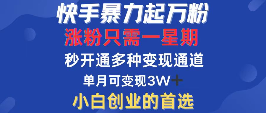 （12651期）快手暴力起万粉，涨粉只需一星期，多种变现模式，直接秒开万合，小白创…-富爸爸项目圈