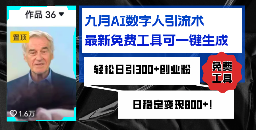 （12653期）九月AI数字人引流术，最新免费工具可一键生成，轻松日引300+创业粉变现…-富爸爸项目圈