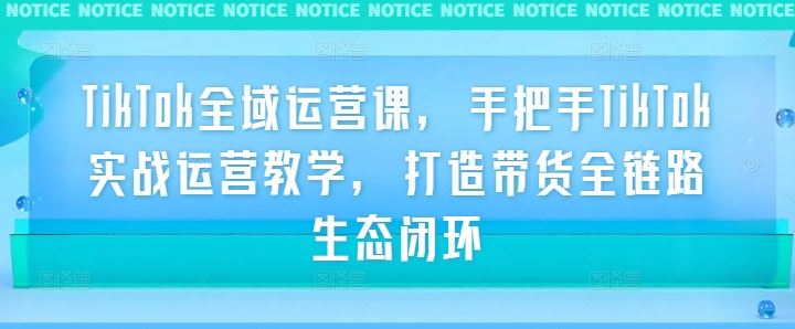 TikTok全域运营课，手把手TikTok实战运营教学，打造带货全链路生态闭环-富爸爸项目圈