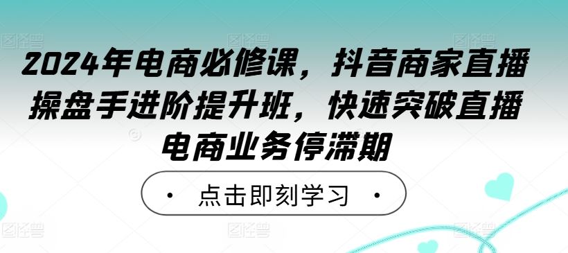 2024年电商必修课，抖音商家直播操盘手进阶提升班，快速突破直播电商业务停滞期-富爸爸项目圈
