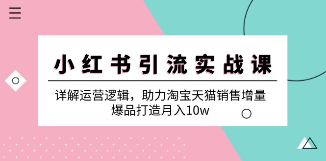 （12809期）小红书引流实战课：详解运营逻辑，助力淘宝天猫销售增量，爆品打造月入10w-富爸爸项目圈