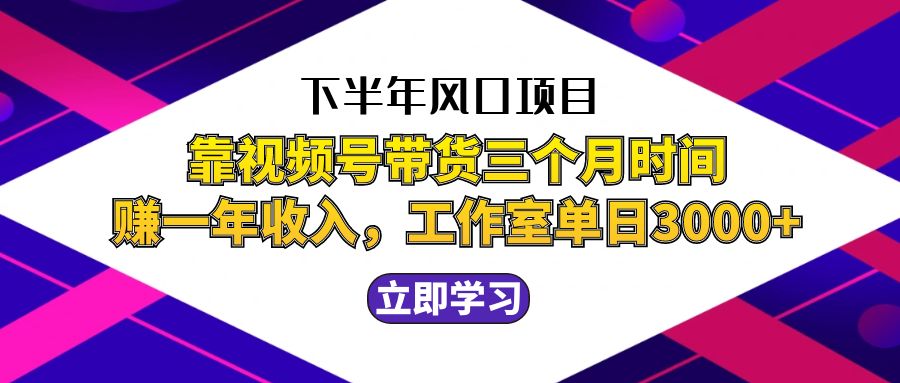 下半年风口项目，靠视频号带货三个月时间赚一年收入，工作室实测单日3…-富爸爸项目圈