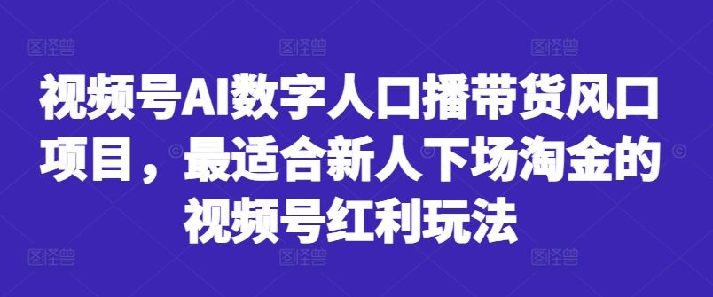 视频号AI数字人口播带货风口项目，最适合新人下场淘金的视频号红利玩法-富爸爸项目圈