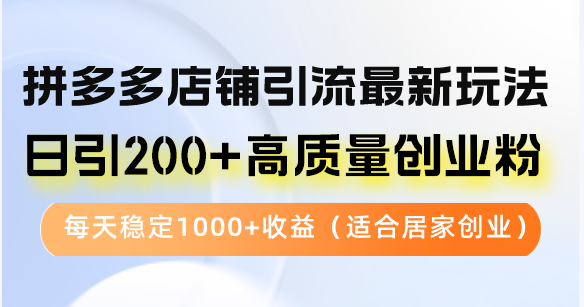 （12893期）拼多多店铺引流最新玩法，日引200+高质量创业粉，每天稳定1000+收益（…-富爸爸项目圈