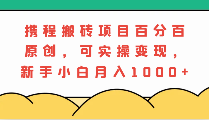 携程搬砖项目，百分百原创，可实操变现，新手小白月入1000+-富爸爸项目圈