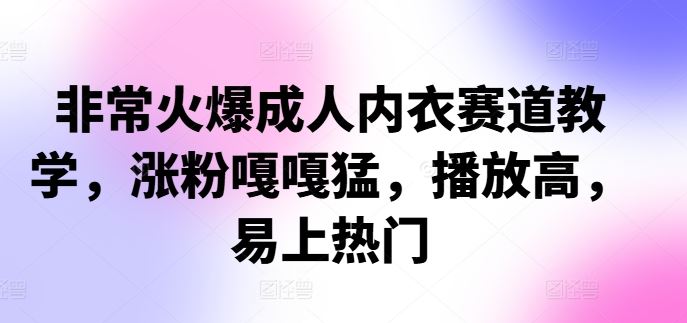 非常火爆成人内衣赛道教学，​涨粉嘎嘎猛，播放高，易上热门-富爸爸项目圈