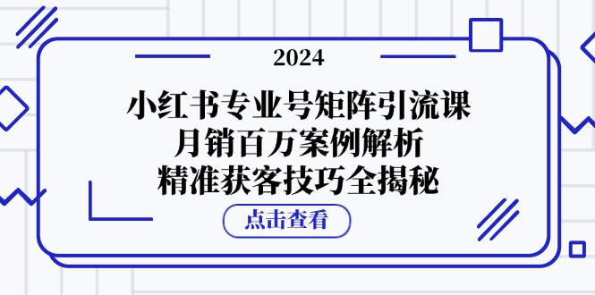 小红书专业号矩阵引流课，月销百万案例解析，精准获客技巧全揭秘-富爸爸项目圈
