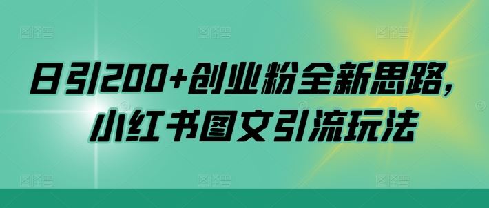 日引200+创业粉全新思路，小红书图文引流玩法【揭秘】-富爸爸项目圈