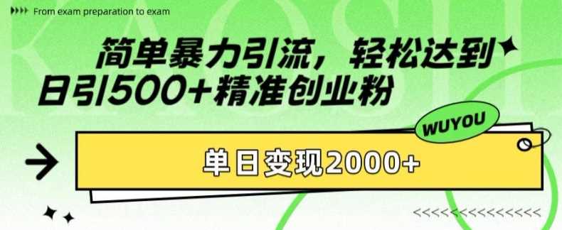 简单暴力引流，轻松达到日引500+精准创业粉，单日变现2k【揭秘】-富爸爸项目圈