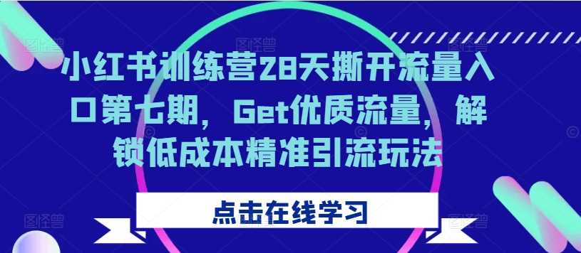 小红书训练营28天撕开流量入口第七期，Get优质流量，解锁低成本精准引流玩法-富爸爸项目圈