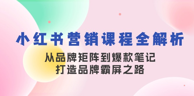 小红书营销课程全解析，从品牌矩阵到爆款笔记，打造品牌霸屏之路-富爸爸项目圈