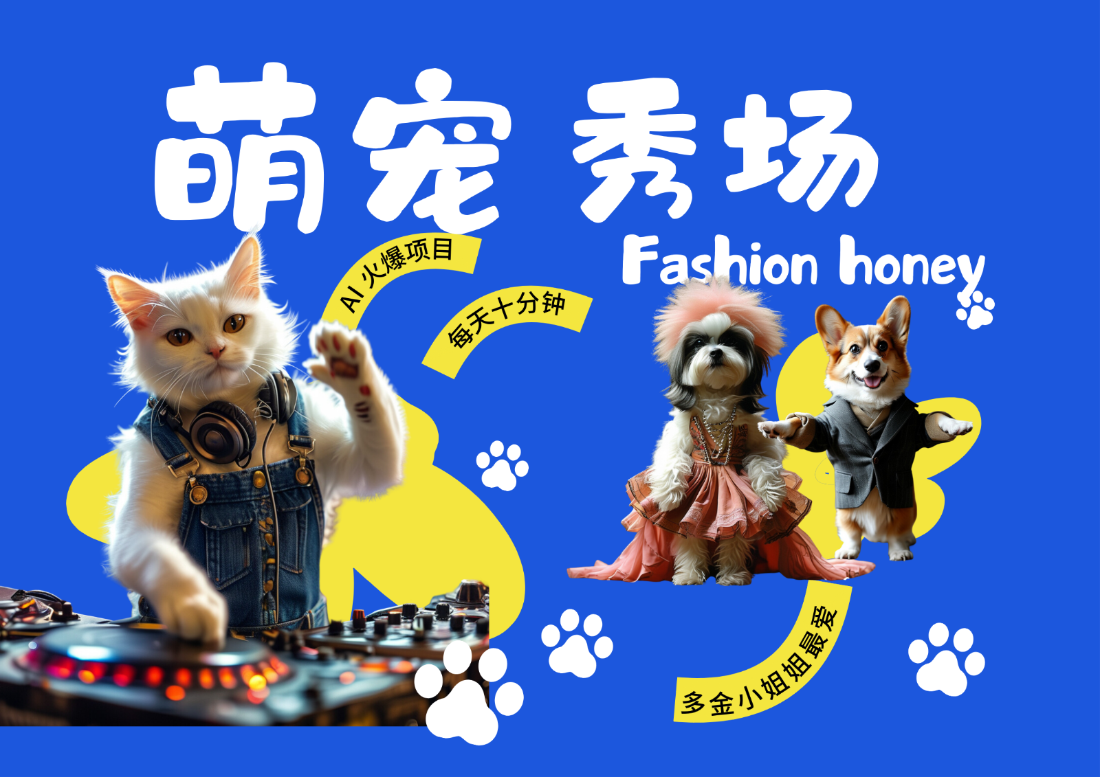 酷飒动物跳舞走秀  时尚喵FASHION汪 多金小姐姐最爱的 轻松月入破W-富爸爸项目圈