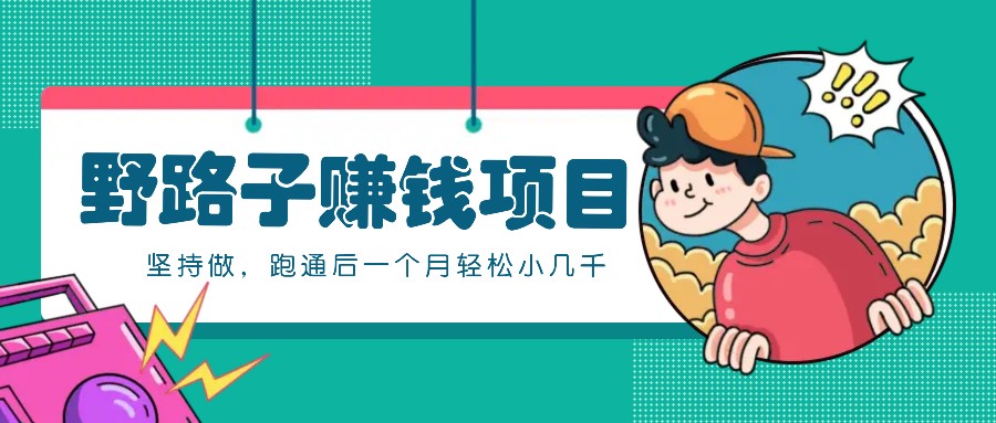 一个人就能操作的野路子赚钱项目，零成本零门槛坚持做，跑通后一个月小几千！-富爸爸项目圈
