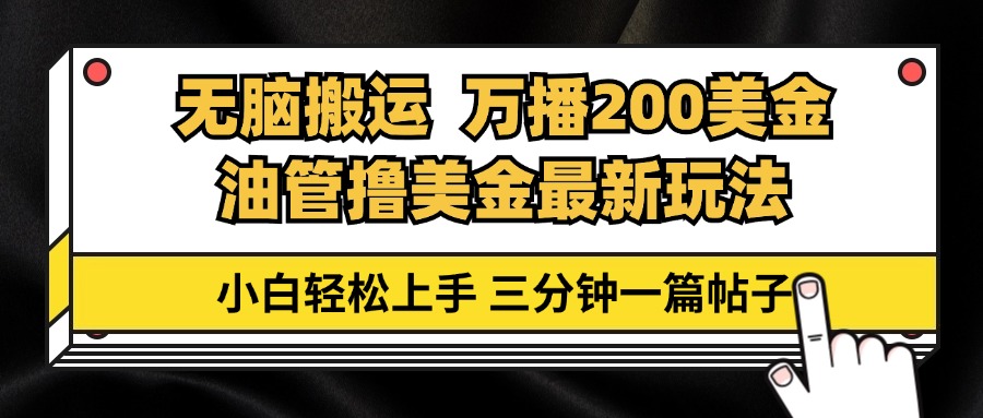 （13050期）油管无脑搬运撸美金玩法教学，万播200刀，三分钟一篇帖子，小白轻松上手-富爸爸项目圈