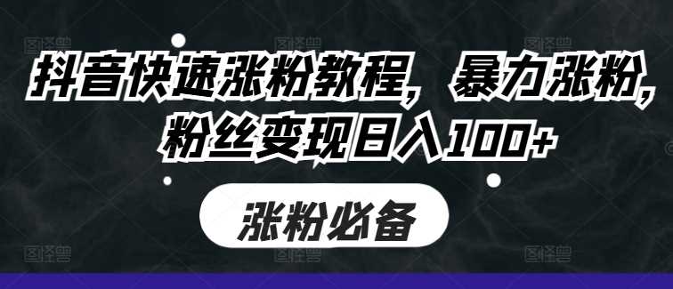 抖音快速涨粉教程，暴力涨粉，粉丝变现日入100+-富爸爸项目圈