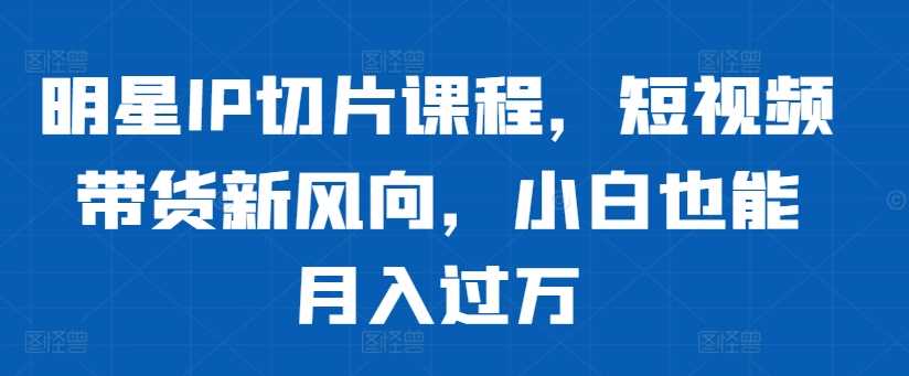 明星IP切片课程，短视频带货新风向，小白也能月入过万-富爸爸项目圈