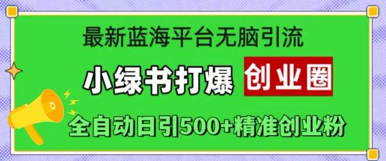 最新蓝海平台无脑引流，小绿书打爆创业圈，全自动日引500+精准创业粉-富爸爸项目圈