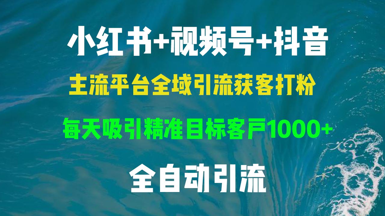 （13104期）小红书，视频号，抖音主流平台全域引流获客打粉，每天吸引精准目标客户…-富爸爸项目圈