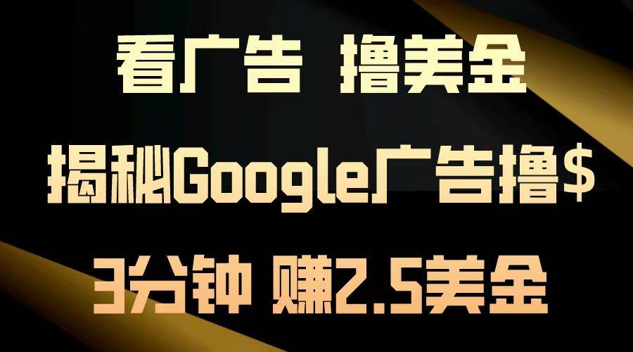 （13114期）看广告，撸美金！3分钟赚2.5美金！日入200美金不是梦！揭秘Google广告…-富爸爸项目圈