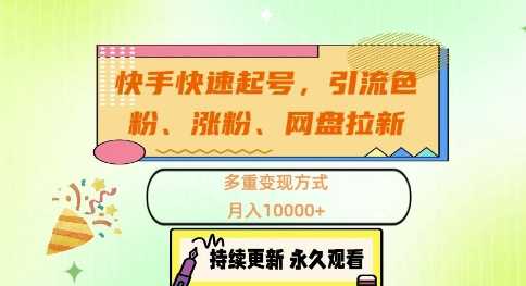 快手快速起号，引流s粉、涨粉、网盘拉新多重变现方式，月入1w【揭秘】-富爸爸项目圈