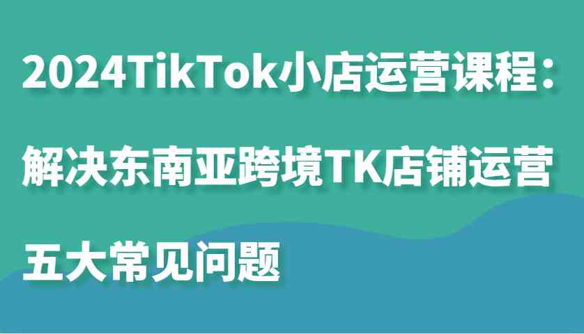 2024TikTok小店运营课程：解决东南亚跨境TK店铺运营五大常见问题-富爸爸项目圈