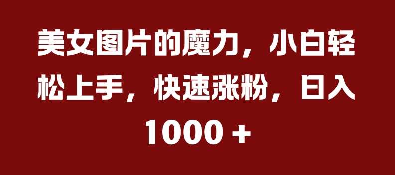 美女图片的魔力，小白轻松上手，快速涨粉，日入几张【揭秘】-富爸爸项目圈
