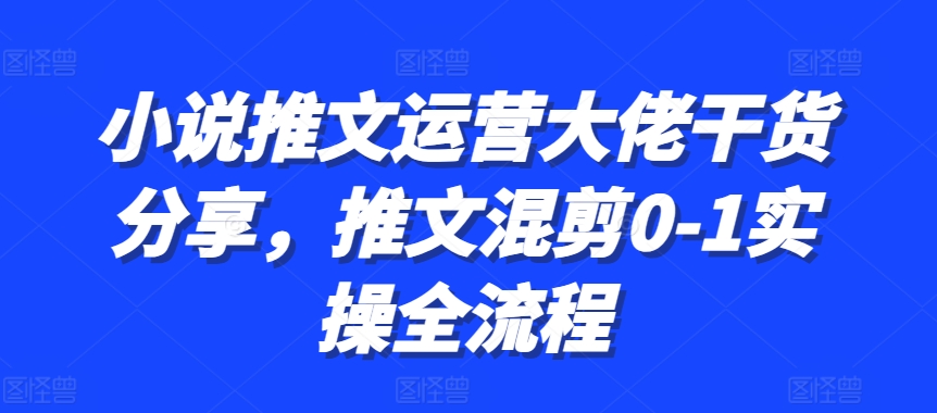 小说推文运营大佬干货分享，推文混剪0-1实操全流程-富爸爸项目圈