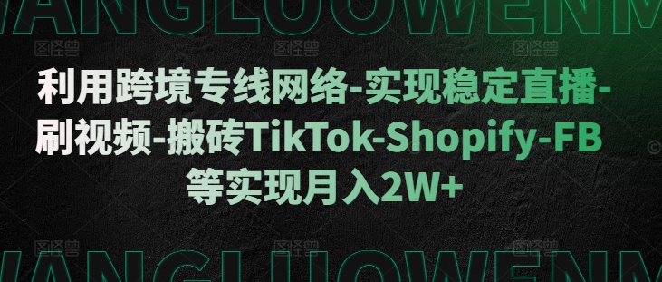 利用跨境专线网络-实现稳定直播-刷视频-搬砖TikTok-Shopify-FB等实现月入2W+【揭秘】-富爸爸项目圈
