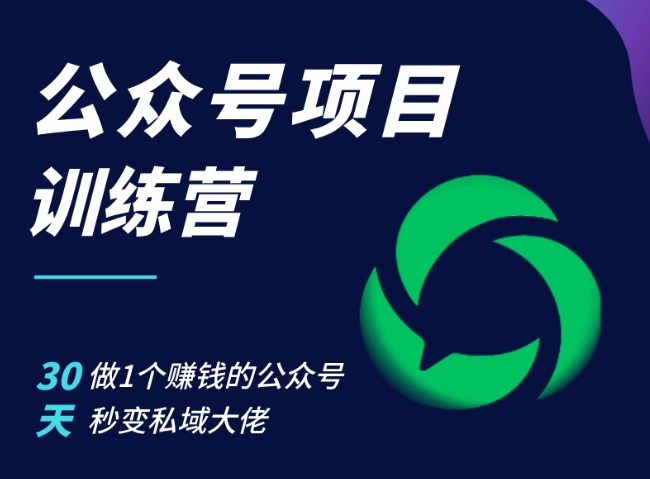公众号项目训练营，30天做1个赚钱的公众号，秒变私域大佬-富爸爸项目圈