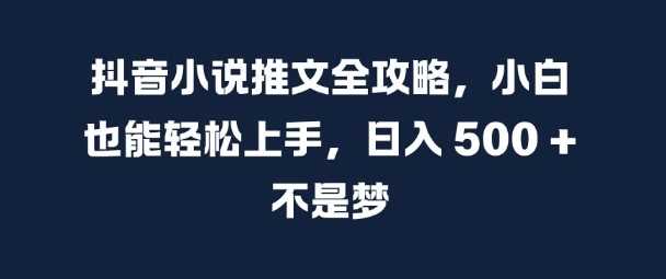 抖音小说推文全攻略，小白也能轻松上手，日入 5张+ 不是梦【揭秘】-富爸爸项目圈