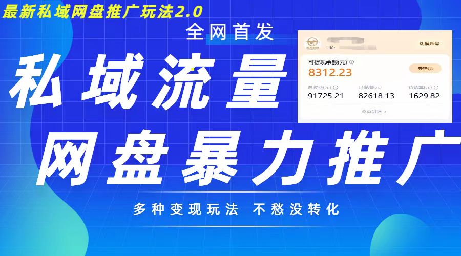 最新暴力私域网盘拉新玩法2.0，多种变现模式，并打造私域回流，轻松日入500+【揭秘】-富爸爸项目圈