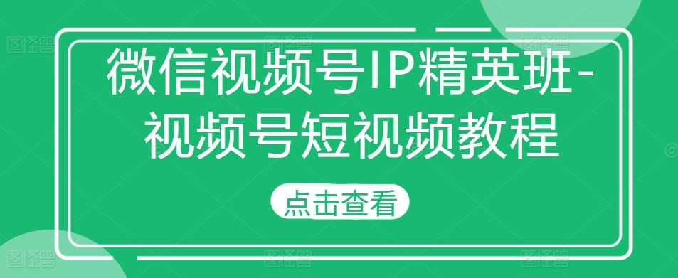 微信视频号IP精英班-视频号短视频教程-富爸爸项目圈