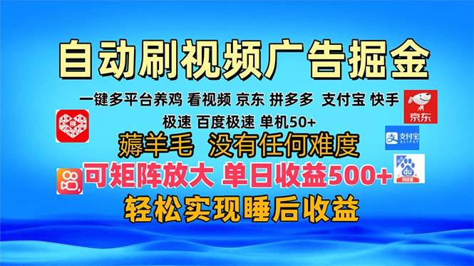 （13223期）多平台 自动看视频 广告掘金，当天变现，收益300+，可矩阵放大操作-富爸爸项目圈